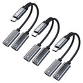 3PCS USB C Headphone Splitter,CCZ CA01 USB C to Type C Headphone Jack and Charger Adapter, 1 in 2 out Dongle Hi-Res DAC Audio Cable with PD 60W Fast Charging for Samsung Galaxy S25 S24 S23 (USBC-USBC)
