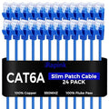 Rapink Patch Cables Cat6a 0.5ft (24 Pack) Slim, Cat6a Ethernet Patch Cable 10G Support, Snagless Cat 6 Patch Cable for Patch Panel to Switch, Flexiable Cat 6a Ethernet Cable with Gold Plated