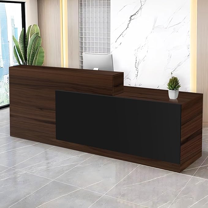 Reception Desk with Counter Modern Checkout Counter with Lockable Drawer Keyboard Tray Receptionist Desk for Office Salon Reception Table H Right 47inch/120cm