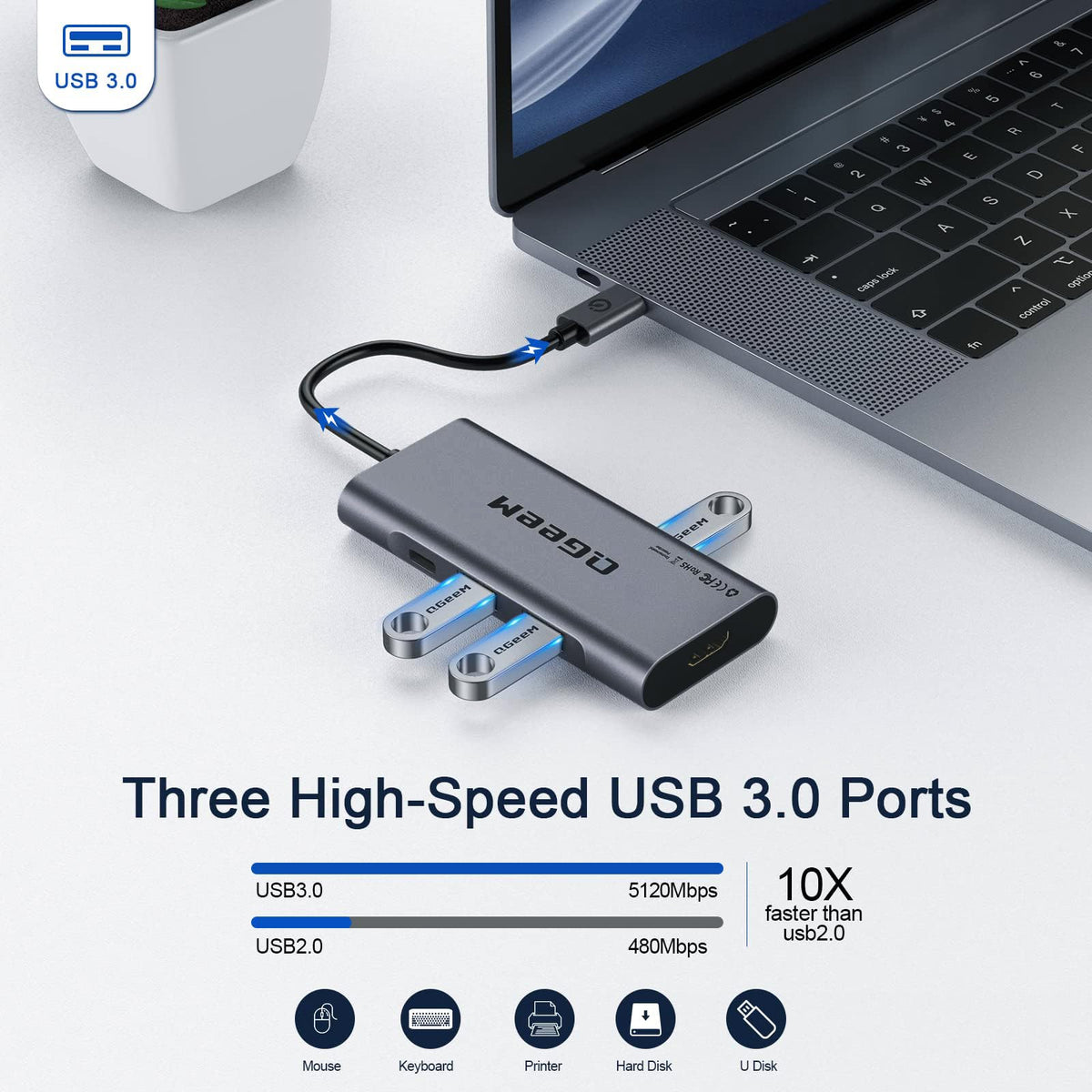 USB Docking Station,QGeeM Triple Monitor DisplayLink Docking Station for Laptop with HDMI,VGA,100W PD Charging,Gigabit Ethernet,SD/TF Reader,5 USB Ports,Compatible with MacBook,Dell,HP,Lenovo