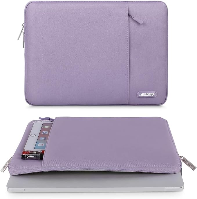 MOSISO Laptop Case 14 inch, 14 inch Laptop Sleeve Compatible with HP Lenovo Dell ASUS Acer, HP Stream, Dell Latitude, Lenovo IdeaPad, Polyester Vertical Computer Sleeve Bag with Pocket, Purple