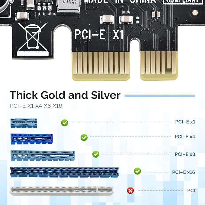 ELUTENG PCIE USB 3.0 Card 7 Ports PCI Expree to USB Expansion Card Super Speed 5Gbps PCI-e USB3 Hub Controller Adapter for Windows 11/10/8/7/XP/Vista