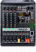 W IN-MIX 4 Channel Professional Audio Mixer with MP3 Player and Bluetooth U disk 48V Phantom Power Source USB recording for Studio Recording, Live Performances