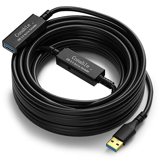 USB 3.0 Active Extension Cable 30 Feet, Long USB Type-A Male to Female Extender Cord, Built-in 2 Signal Booster Smart Chips, 5Gbps Transfer, for Printer, Xbox, Webcam, VR, Hard Drive, USB Hub and More
