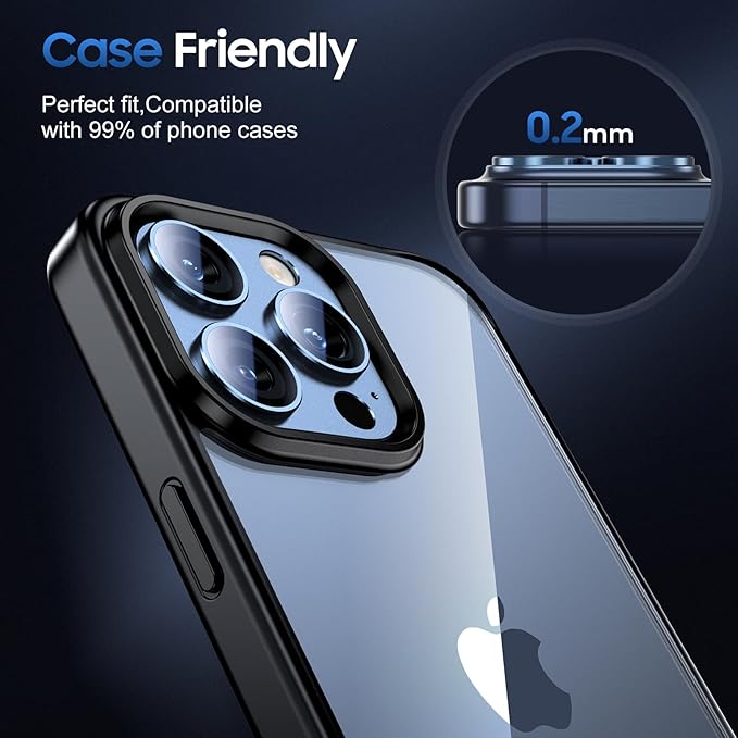 UniqueMe for 3 Pack iPhone 15 Pro/iPhone 15 Pro Max Camera Lens Protector, [Drop Protection] [Case Friendly] Camera Cover Screen [Update New Version] - All-Blue