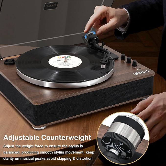 LP&No.1 Vinyl Record Player with Built-in Speakers, Vinyl Turntable with Magnetic Cartridge, Wireless,USB Recording and Playback,BT Out, Aux-in, Headphone Output,Auto Off, AT-3600L, 2-Speed Player