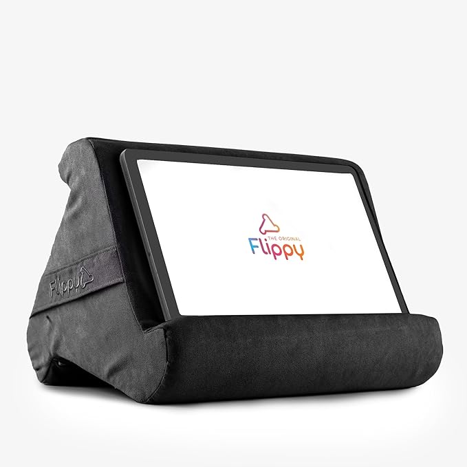 Flippy Tablet Pillow Stand - Cushion Tablet Stand & Holder, Bed Support for Lap and Desk, Compatible with Phone & Book Reading: Kindle, iPad Pro, iPhone & Samsung - Smokey