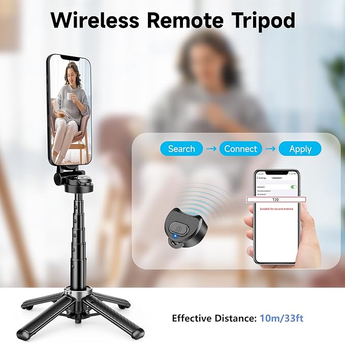 4-in-1 Multifunctional 360° Rotation Magnetic Selfie Stick, Mini Tripod with Detachable Wireless Remote & Portable Selfie Stick Tripod for Photograph, Recording, Travel Vlog，Live Streaming