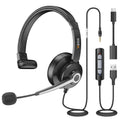 Wantek USB & 3.5mm Headset with Mic for PC/Laptop,Wired Headset with Noise-Cancelling Microphone & Audio Controls Perfect for Home Office Online Class Skype Zoom Call Center Webinar,All Day Comfort