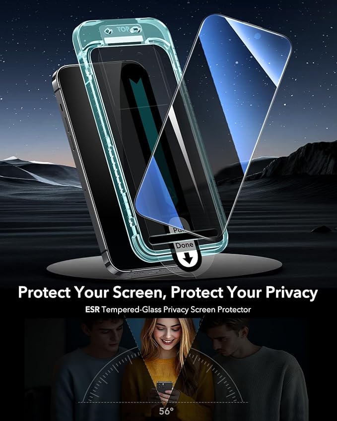 ESR 3 Pack for iPhone 14 Pro Max Privacy Screen Protector, Anti-spy Tempered-Glass Privacy Screen Protector with Flawless Fit Tray