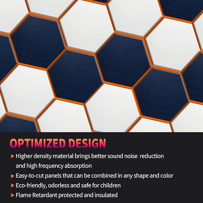 Mollywell Hexagon Acoustic Panels, High Density, Soundproofing, Decorative Noise Reduction Felt Wall Tiles for Ceilings, Home Office & Gaming Room (Lemon Green), 14x12x0.4 Inch