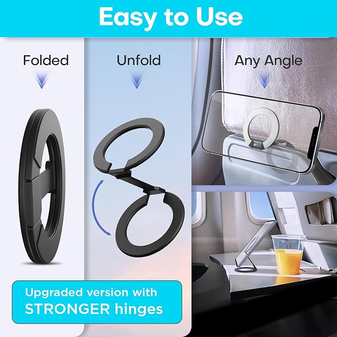MCCHJoy Mini 2-Pack Universal in Flight Airplane Phone Holder, 360°Rotation Foldable Phone Mount Travel Essentials Accessories,Handsfree Phone Stand for Airplane Travel/Home/Office