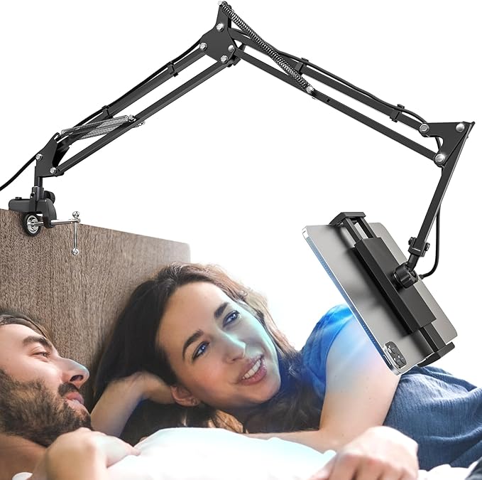 Foldable Tablet Stand, Tablet Mount Adjustable for Bed,Universal Flexible Holder with 360 Degree Rotation for iPad/iPhone/iPad Pro/N-Switch,or Other 4.5~13.5 Inches Devices (Black)