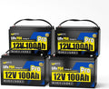 4Pack 12V 100Ah LiFePO4 Lithium Battery, BCI Group 31,Deep Cycle Up to 15000 Cycles, 110A BMS, Low Temperature Protection, 10 Years Lifespan, Perfect for RV/Home Energy Storage