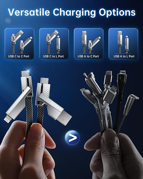 4 in 1 USB C to Lightning Cable, 5FT Flat Braided Super Fast Charging Cable