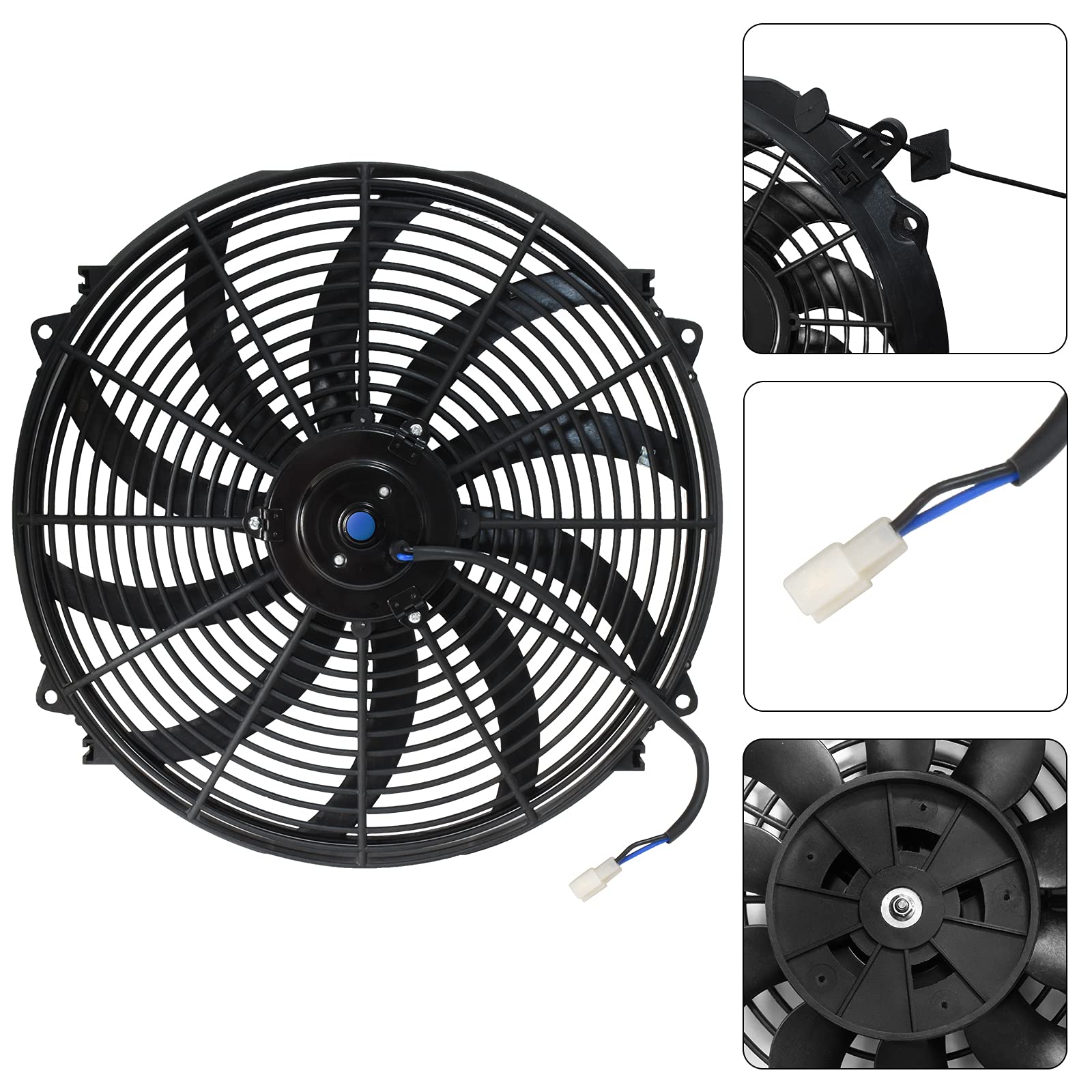 MuHize 16 Inch Radiator Cooling Fan 12V 120W Push/Pull Electric Fan Kit