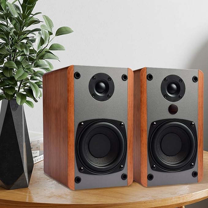 SINGING WOOD BT25 (2024 Version) Bluetooth Active Bookshelf Speakers for with Optical Aux inputs Subwoofer Line Out for PC, TVs, Turntable, Wooden Enclosure,80W - Beach Wood