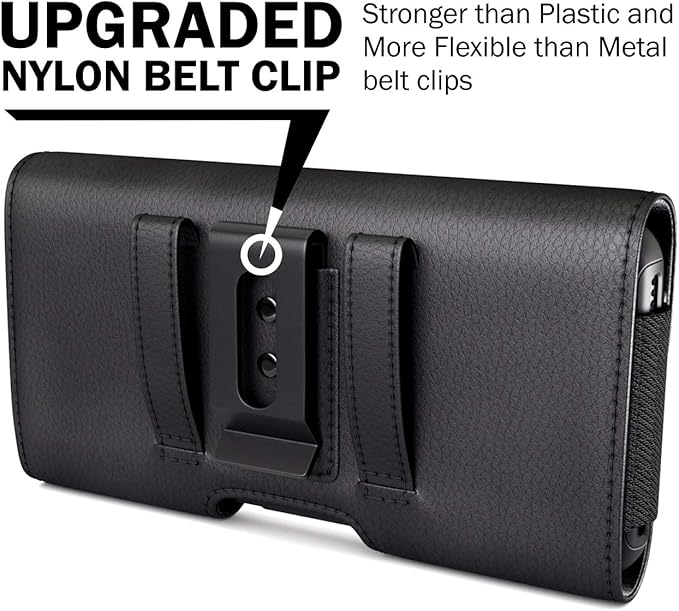 Holster for Samsung Galaxy Ultra S25 S24 S23 S22 S21 Note 20, Google Pixel 8 9 Pro XL – Extra Large Cell Phone Belt Holder Case with Clip, ID Card Pouch - Black