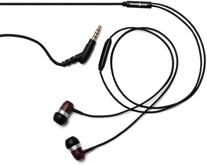 Symphonized Premium Wooden Earphones Wired (3.5mm Jack) Deep Bass Sound, 3D Sound, Microphone Volume Control, 90% Noise Cancelling for Type C Devices. Earphones for Android