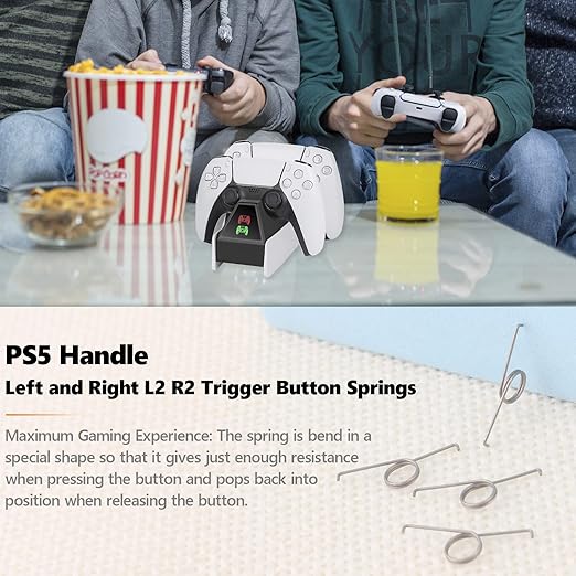 4Pcs for PS5 L2 R2 Trigger Button Springs for Sony PlayStation 5 PS5 Metal Trigger Keys Springs Controller Assembly Replacement with Screwdriver Tools