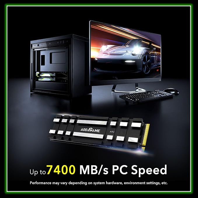 Addlink A93 4TB Storage Expansion for PS5 Console with Heatsink, Up to 7400mb/s, Gen 4 PCIe NVMe m.2 2280, SLC Cache Internal Solid State Drive(‎ad4TBA93M2P)