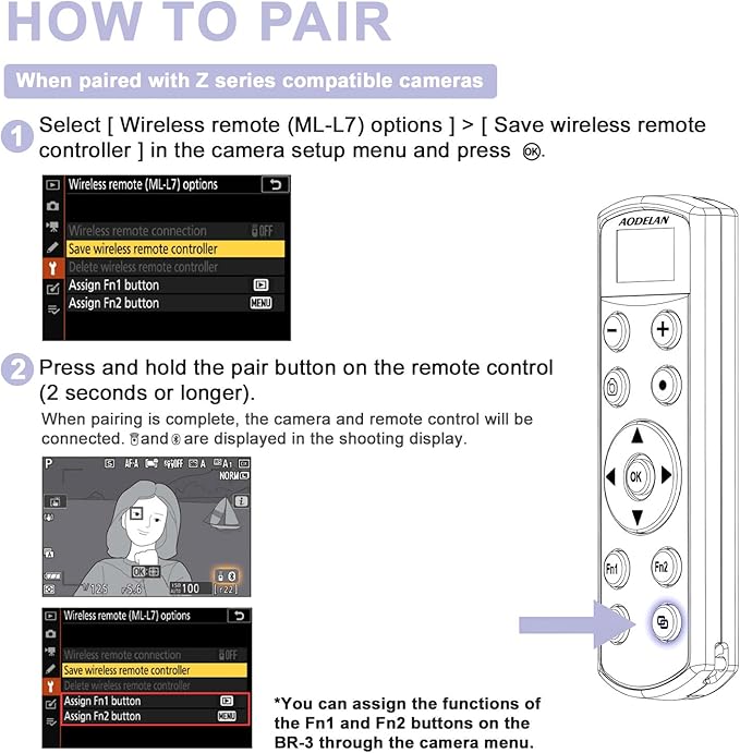 Remote Control for Nikon Camera,USB-C Rechargeable Wireless Shutter Release with OLED Screen – Video, Zoom & Focus Control for Nikon A1000, B600, P1000, P950, Z6III, Z30, Z50II, Zfc, Z5 (White)