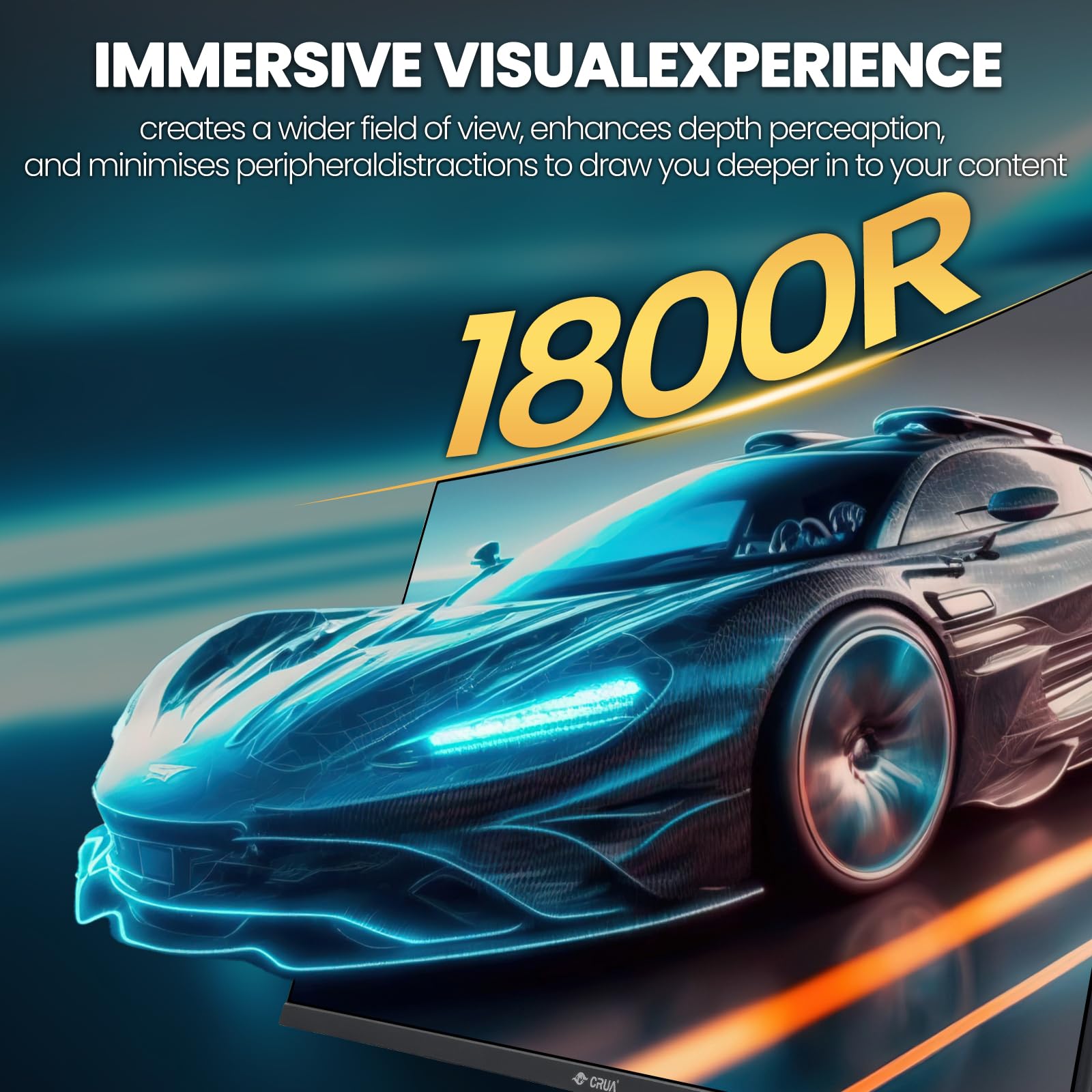 CRUA 32" FHD 200Hz Curved Gaming Monitor, 1800R, AMD FreeSync, Black