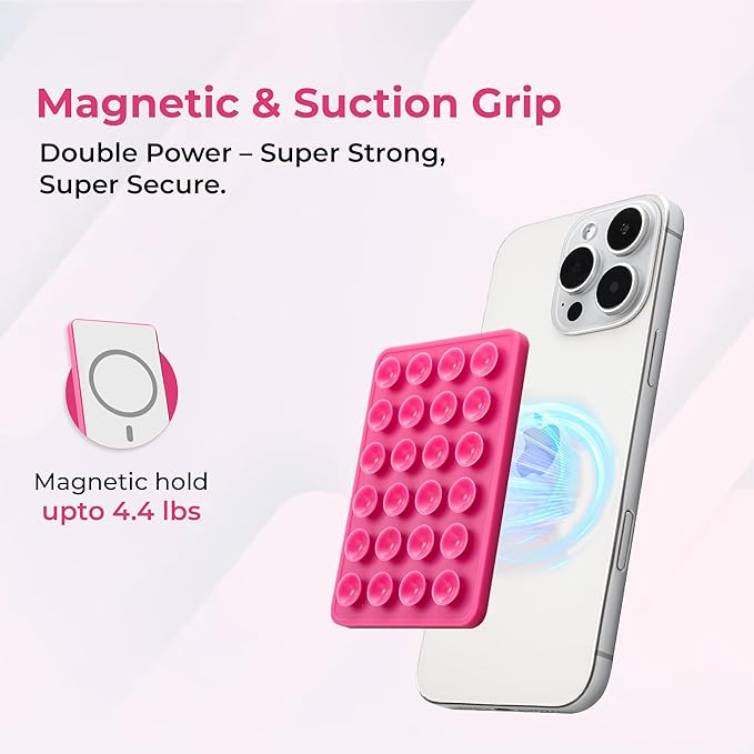 Sucky Upgraded Magnetic Suction Cell Phone Grip for MagSafe Case, Silicone Octo Cup Buddy Holder, Durable Magnet Phone Accessory for iPhone and Android (Baby Blue)
