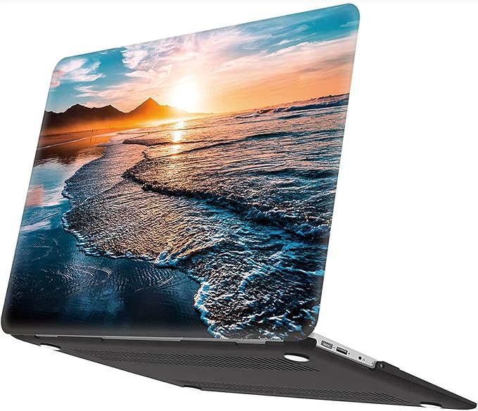 Beach Sunset Hard Case Compatible with MacBook Air 13 Inch Case 2017 2016 2015 2014 2013 2012 2011 2010 Release A1466/A1369,AMCJJ Plastic Hard Shell Cover & Keyboard Cover &Screen Protector