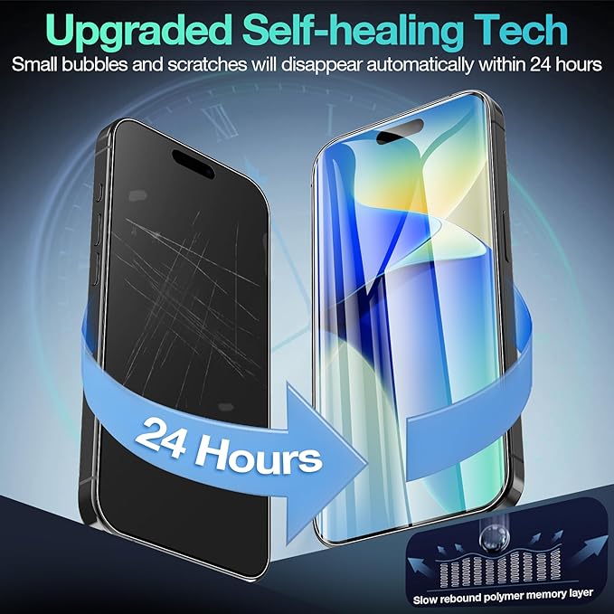 3 Pack Flexible Film Screen Protector for iPhone 16, Non-breakable Soft TPU Hydrogel Film for iPhone 16 Screen Protector Film (NOT Glass)