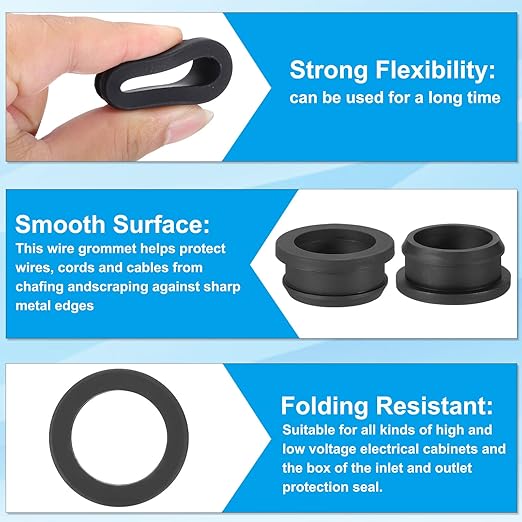 PATIKIL 29mm / 1-1/18 Inch Drill Hole,15/16 Inch ID Rubber Grommets, 3Pcs Top Hat Grommet for Wiring Eyelet Ring Gasket Automotive Firewall Cable Hole Plugs Wires Protection, Black
