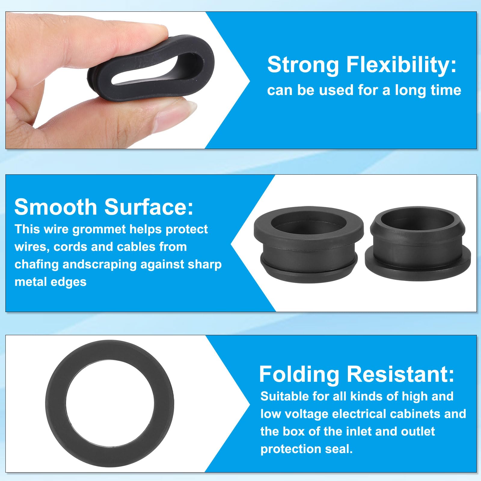 PATIKIL 30mm / 1-3/16 Inch Drill Hole,1 Inch ID Rubber Grommets, 3Pcs Top Hat Grommet for Wiring Eyelet Ring Gasket Automotive Firewall Cable Hole Plugs Wires Protection, Black