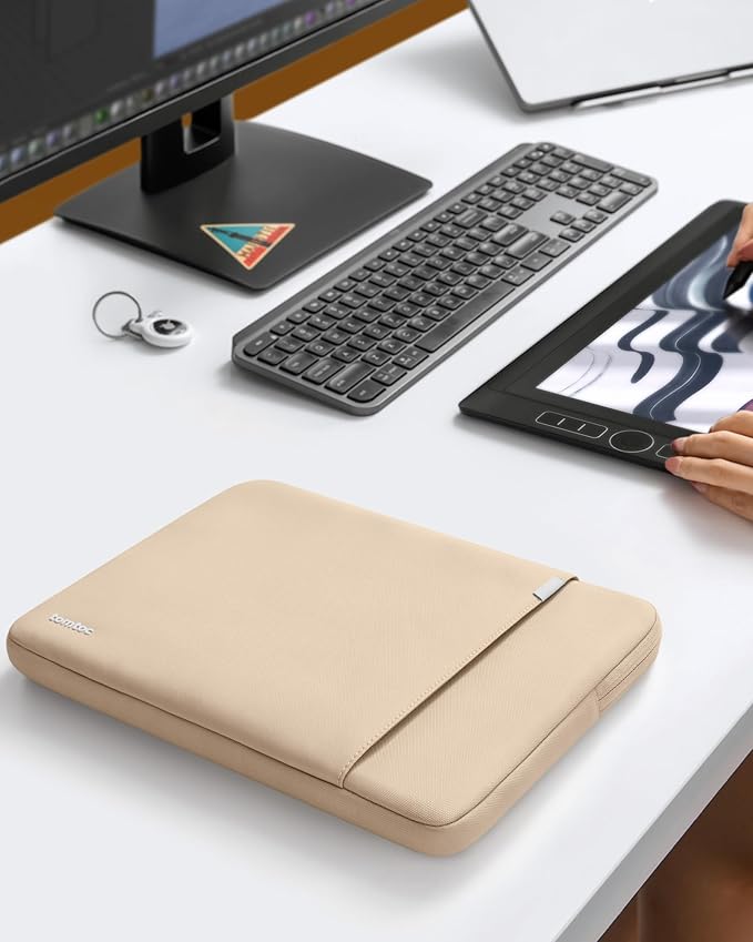 tomtoc 360° Protective Laptop Sleeve for 13-inch New MacBook Air M4/A3240 2025, M3/A3113, M2/A2681 M1/A2337 A2179 A1932, 13-inch MacBook Pro M2/A2686 M1/A2338, Water-Resistant Computer Case Bag