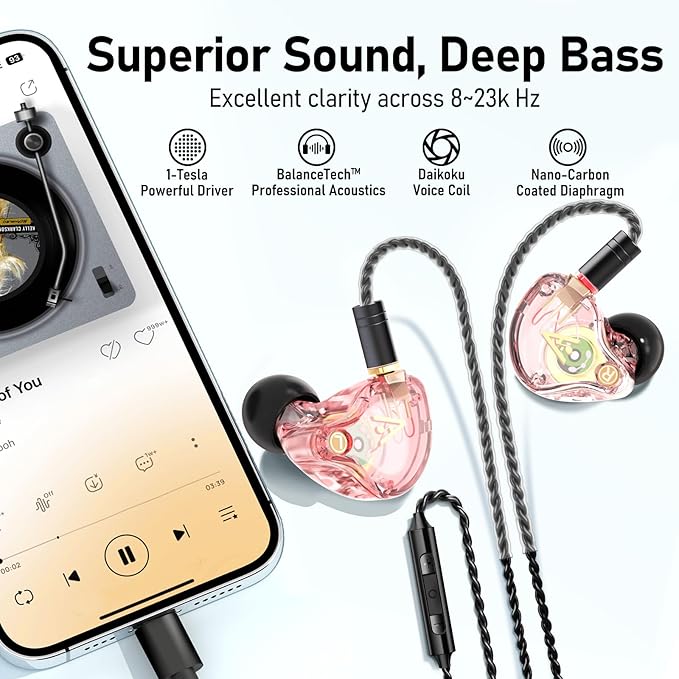 Vibes 202MC USB-C Wired Earbuds - HiFi in Ear Headphones - USBC for iPhone 16/15 - Noise-Isolating Ear Buds w/ Mic - Clear Sound, Deep Bass & Comfort-Fit Earphones - Silver Plated Cord, Carrying Case