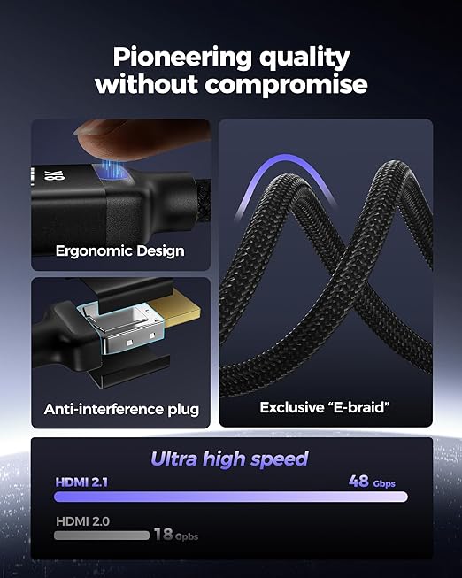 Silkland 8K HDMI eARC/ARC Cable 2.1, 3.3FT Certified Ultra High Speed HDMI® Cable [8K@60Hz, 4K@120Hz] Dolby Atmos Vision, 48Gbps, HDR, HDCP Compatible for Samsung/Vizio/SoundBar/Roku TV/BluRay