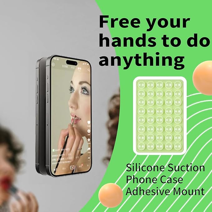 Octo Buddy Silicone Suction Cup Phone Mount Double Sided Sticky Phone Grip Backside Sucker for iPhone Android Hippers Grippy Strong Cell Phone Case Accessory Stuff Mirror Stick On (Green)