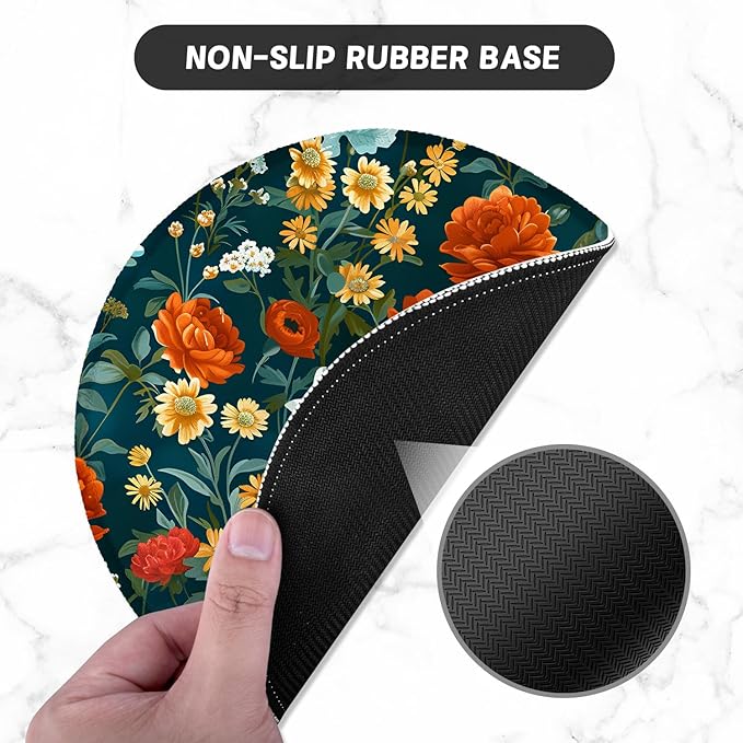 ITNRSIIET Round Mouse Pad with Stitched Edge Premium-Textured Waterproof Non-Slip Rubber Base Desktop Protection Mat Diameter 8.7 inches, Beautiful Flowers