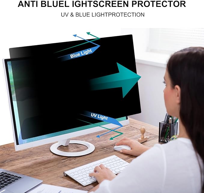 23.6 Inch Computer Privacy Screen Shield [2 Pack] for 16:9 Widescreen Desktop Monitor - Anti-Glare Blue Light Privacy Filter and Anti Spy Privacy Screen Protector Film