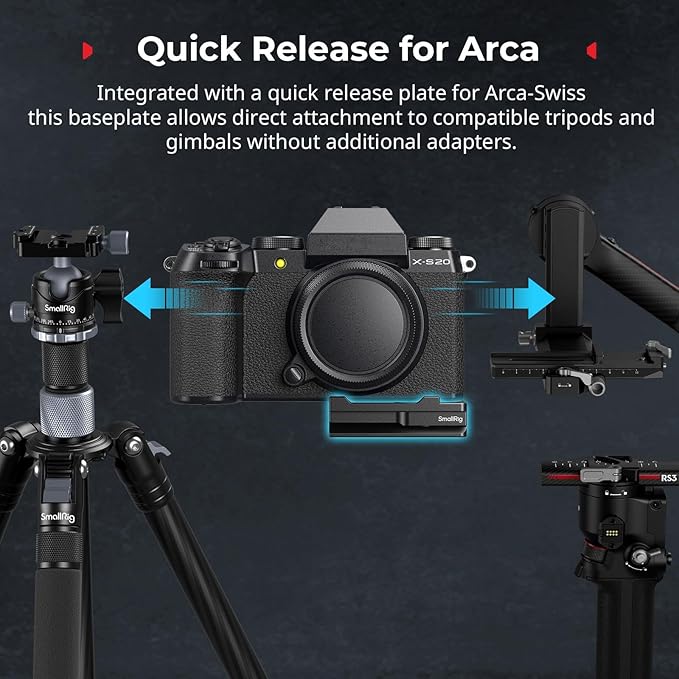 SMALLRIG Mount Plate for AirTag, Quick Release Camera Mount Baseplate for Arca-Type, Built-in EVA Pad, 1/4"-20 Screws, for FUJIFILM X-H2 / X-T4 / X-T5 / X-T50 / GFX 100S II / F8-X5M / X100V - MD5425