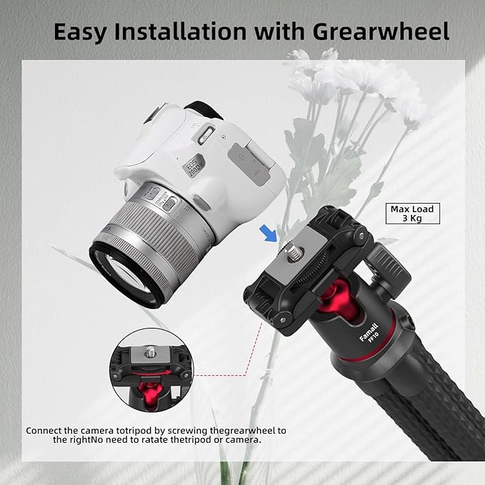 Camera Tripod, Famall Flexible Tripod Stand for Phone with Cold Shoe Phone Mount for iPhone Canon Nikon Sony Cameras