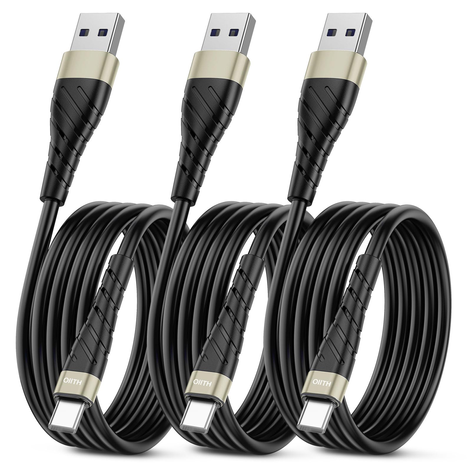 OIITH 3FT Gold 3Pack USB Type C to USB A 3A Fast Charging Cable for iPhone 15/15 Plus/15 Pro/15 Pro Max/Samsung/Pad/Laptop/LG
