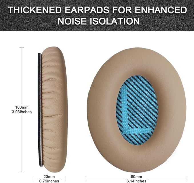 Replacement Ear Pads for Bose QuietComfort 35 35 II 15 25(qc 35 25 15/QC35 ii), Headphone Ear Covers, High Density Memory Cotton, Soft Leather, Adaptive Noise Isolation Headphones Pads Cushions