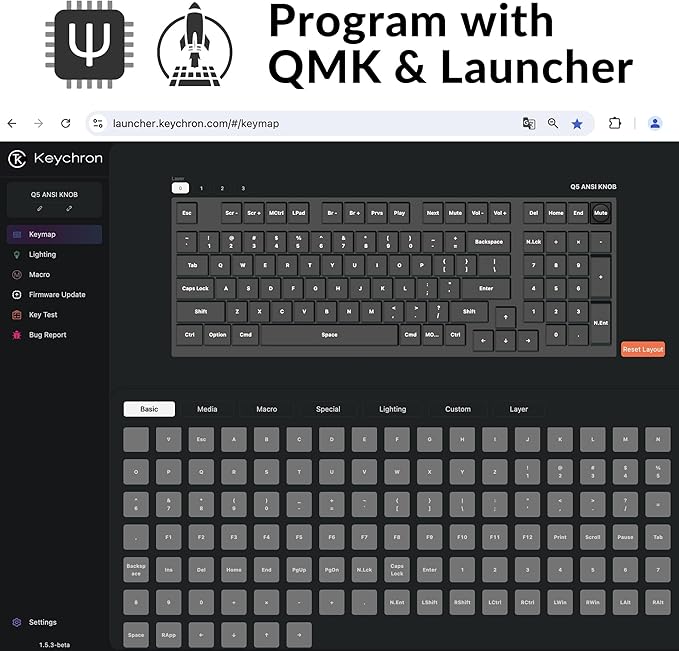 Keychron Q5 Wired Custom Mechanical Keyboard Knob Version, 96% Layout QMK/VIA Programmable Macro with Hot-swappable Gateron G Pro Red Switch Double Gasket Compatible with Mac Windows Linux (Blue)