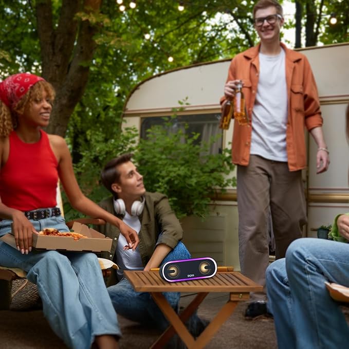 DOSS SoundBox Pro+ P300 Bluetooth Speaker with 40W Stereo Sound, Extra Bass, IPX6 Waterproof, TWS Pairing, Diverse Lights Show, 20H Playtime, Portable for Party, Camping, Beach - Purple