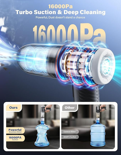 Abanso Car Vacuum Portable Cordless, 16000Pa Handheld Vacuum Mini Vacuum Cleaner High Power with Best Suction Brushless Motor, 4 in 1 2-Speed Air Duster Portable Vacuum for Car Keyboard Pet Hair