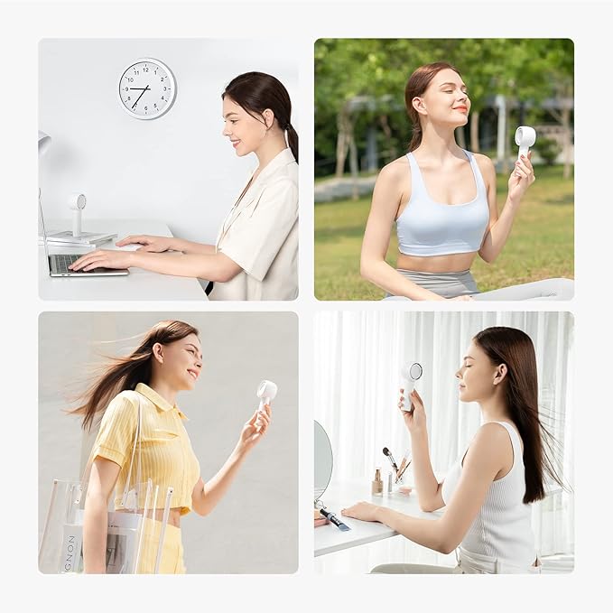 JISULIFE Mini Portable Fan-Bladeless Safe Design, Powerful Turbo Handheld Fan with 3 Speeds, USB Rechargeable, Small Pocket Design for Travel/Lash, Gifts For Girls/Women