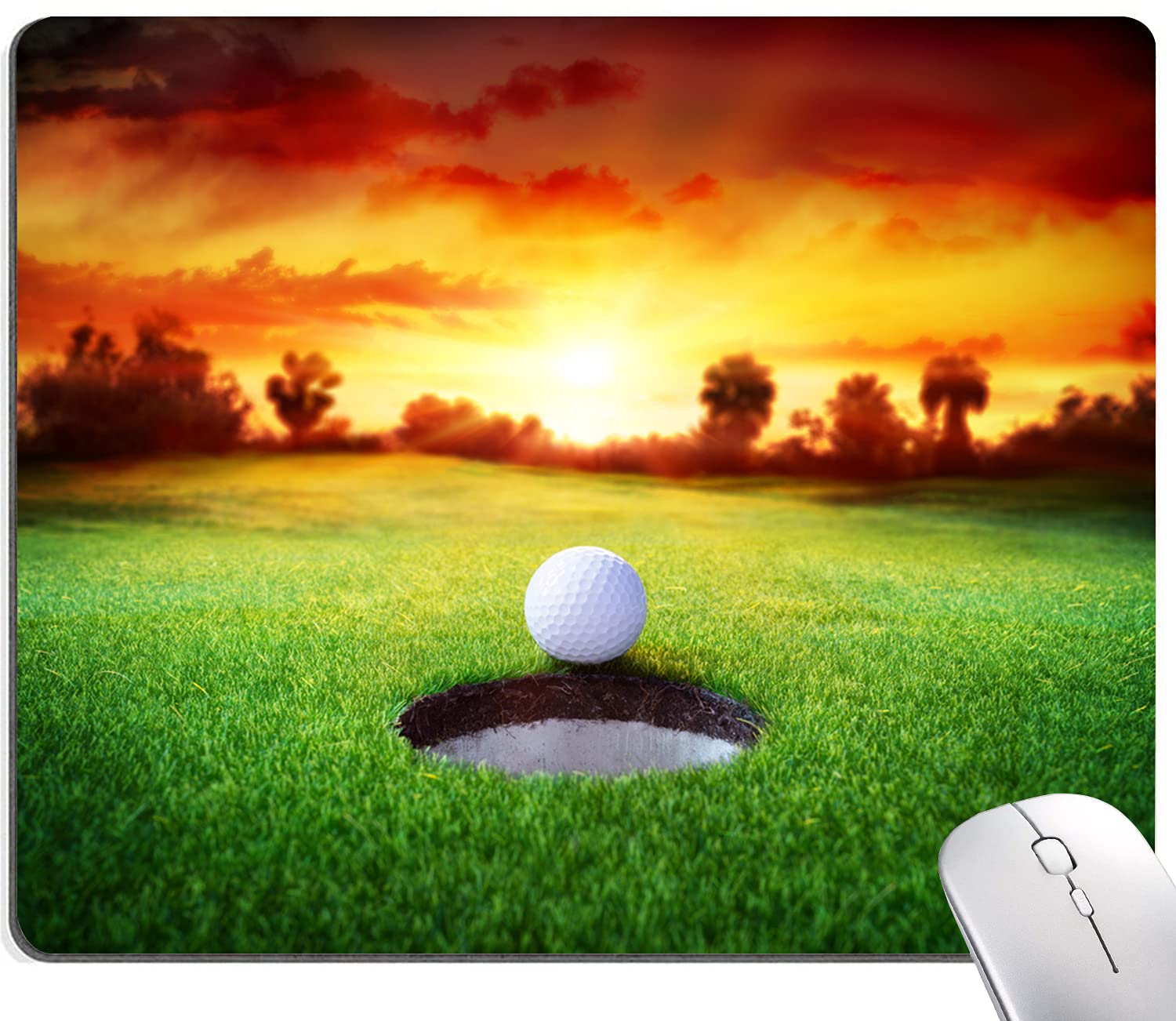 Mouse Pad, Ball in Hole Golf Mouse Pad Rectangle Custom Designs, Waterproof Anti-Slip Rubber Mousepad Office Accessories Desk Decor Wireless Mouse Pads for Computers Laptop