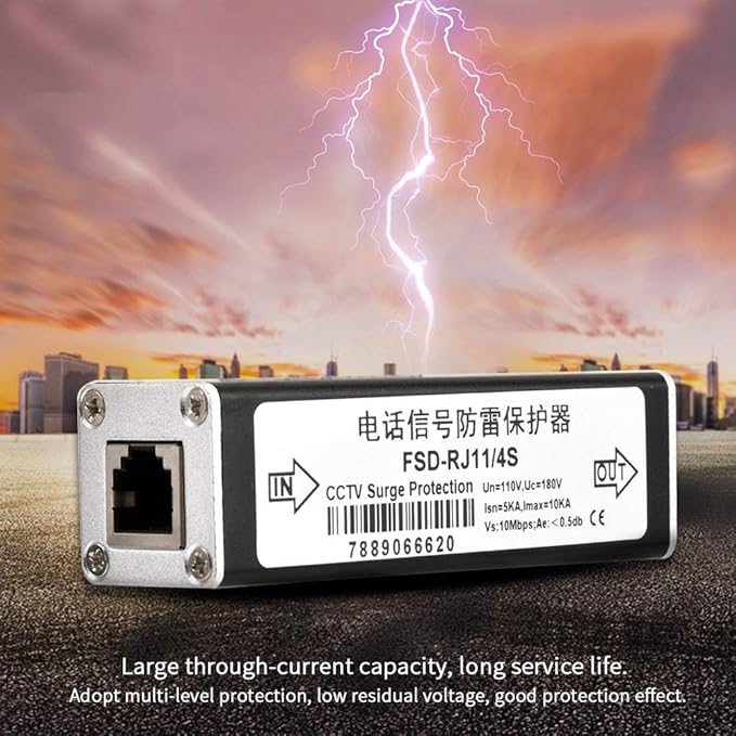 RJ11 Telephone Fax Protector, Lighting Thunder Arrester Device, Audio Telephone Protector Data Single Protector 110V