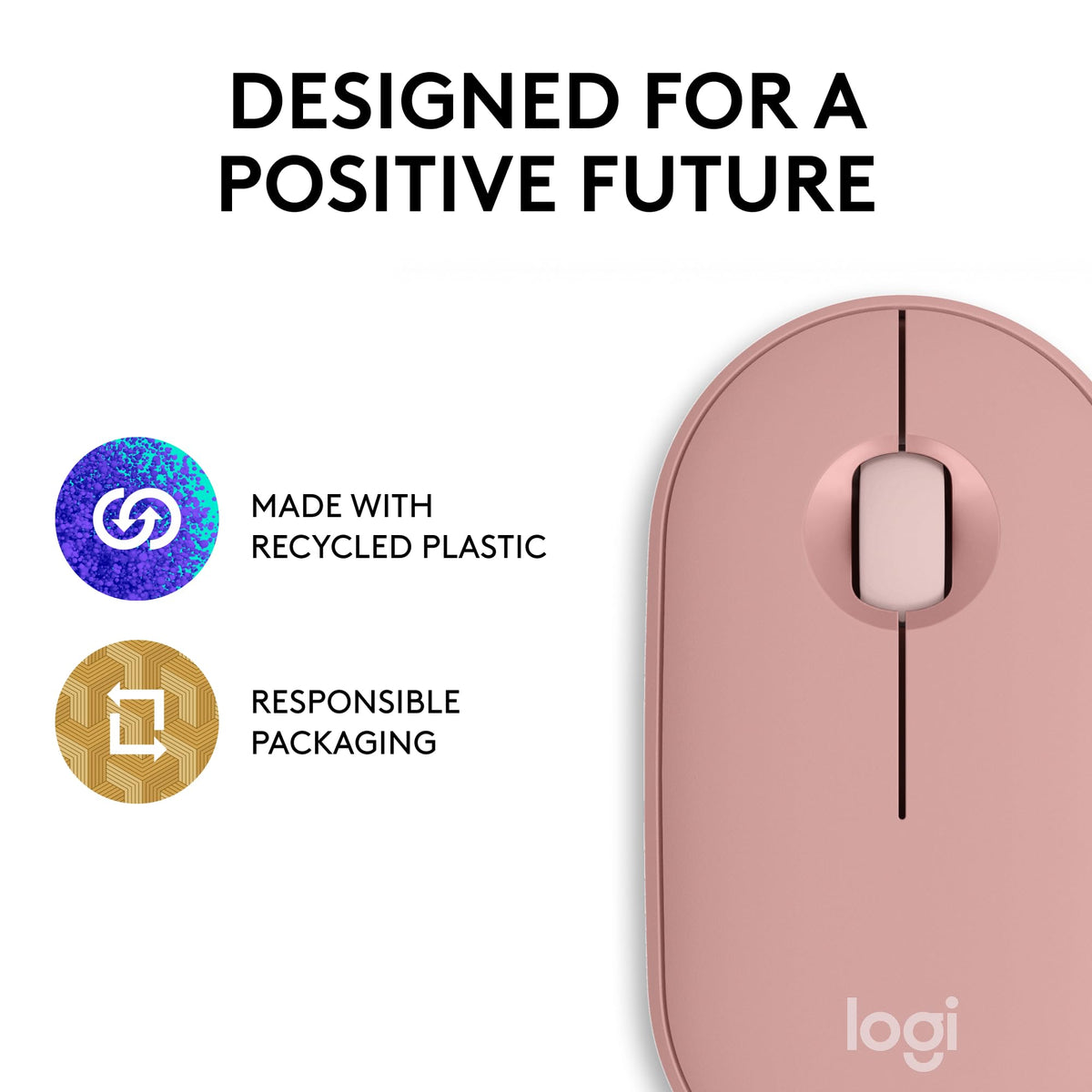 Logitech M350s Pebble 2 Bluetooth Wireless Mouse - Tonal Rose