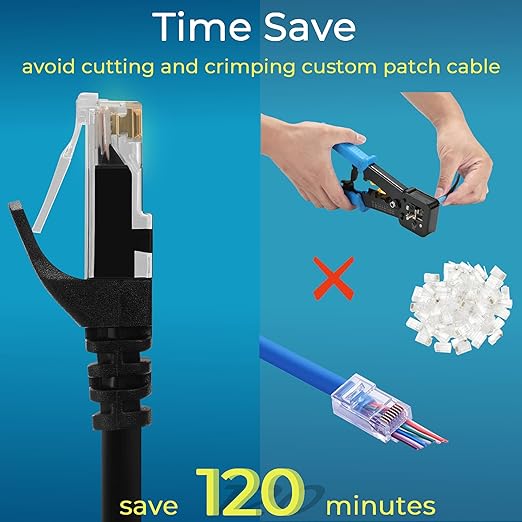 Rapink Patch Cables Cat6 0.5ft (48 Pack), Ethernet Patch Cable 10G, Cat 6 Patch Cable for Patch Panel to Switch, Flexiable Cat 6 Ethernet Cable with Gold Plated Black
